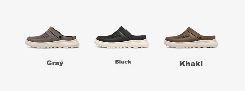 Belle Qixi Festival Gift Breathable Hole Shoes Men Summer Slip-On Lazy Shoes Thick Sole Closed Toe Sandals A1941BH5 Gray Size 40 4