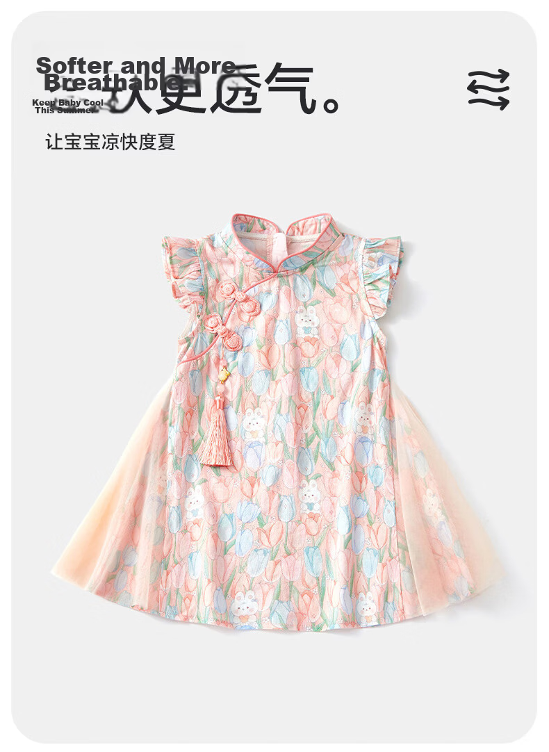 Babyprints Girls Summer Sleeveless Princess Dress Traditional Style Mesh Cute Baby Birthday Dress Butterfly 90cm 2