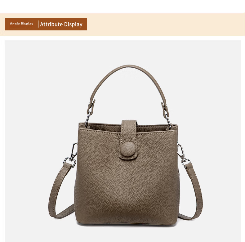 ESUNARTY Genuine Leather Bucket Bag Women 2026 New Handbag Boutique High-End Shoulder Crossbody Bag Birthday Gift for Women 21