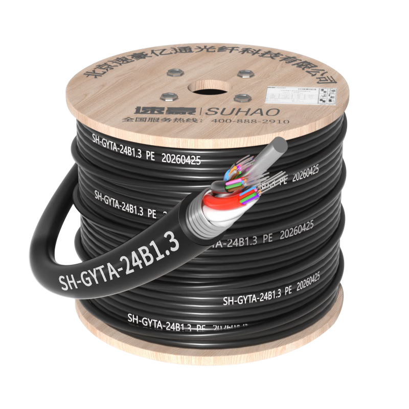 SUHAOGYTA Outdoor Optical Cable, Telecom-Grade National Standard Fiber Optic Cable, 24-Core Fiber Optic Cable 1 Meter, Layered Single-Mode Armored Optical Cable, Outdoor Fiber Optic Line SH-GYTA