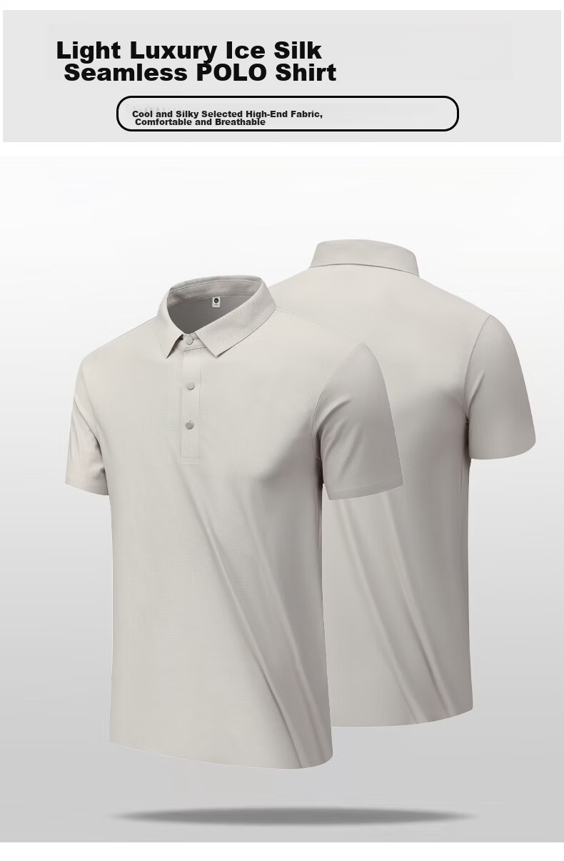 Jeanswest Men's Short Sleeve Polo Shirt Summer Thin Ice Silk Breathable Quick-Dry Casual Business Commuter Top 2