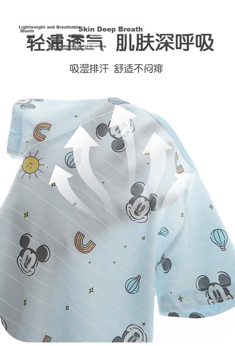 Disney 2-Piece Baby Summer Thin Newborn Romper Set A-Class Cotton Unisex Infant Crawling Pajamas 6