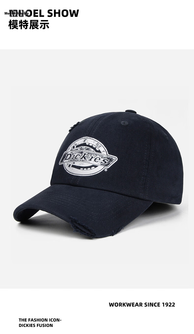 Dickies American Style Distressed Baseball Cap Unisex Casual Vintage Sun Hat Navy Blue 10