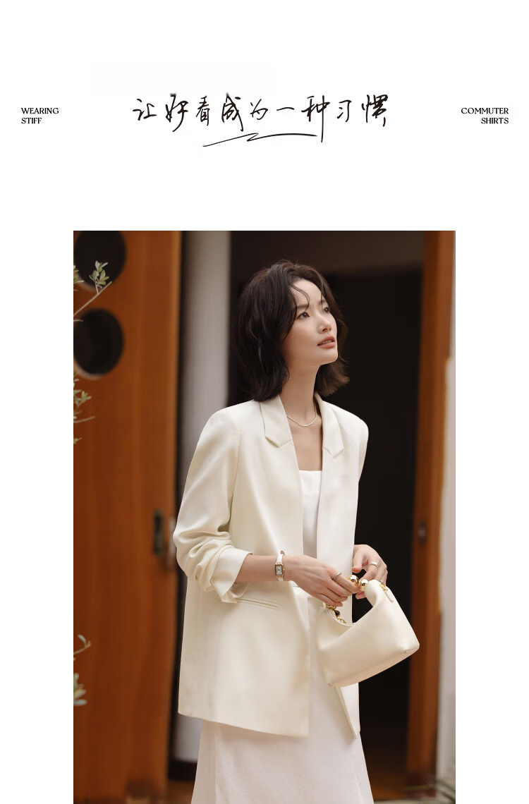 Demana [Smart Elegance] Spring Business Commuter Single-Button Double Piped Pocket Women's Blazer Jacket 10