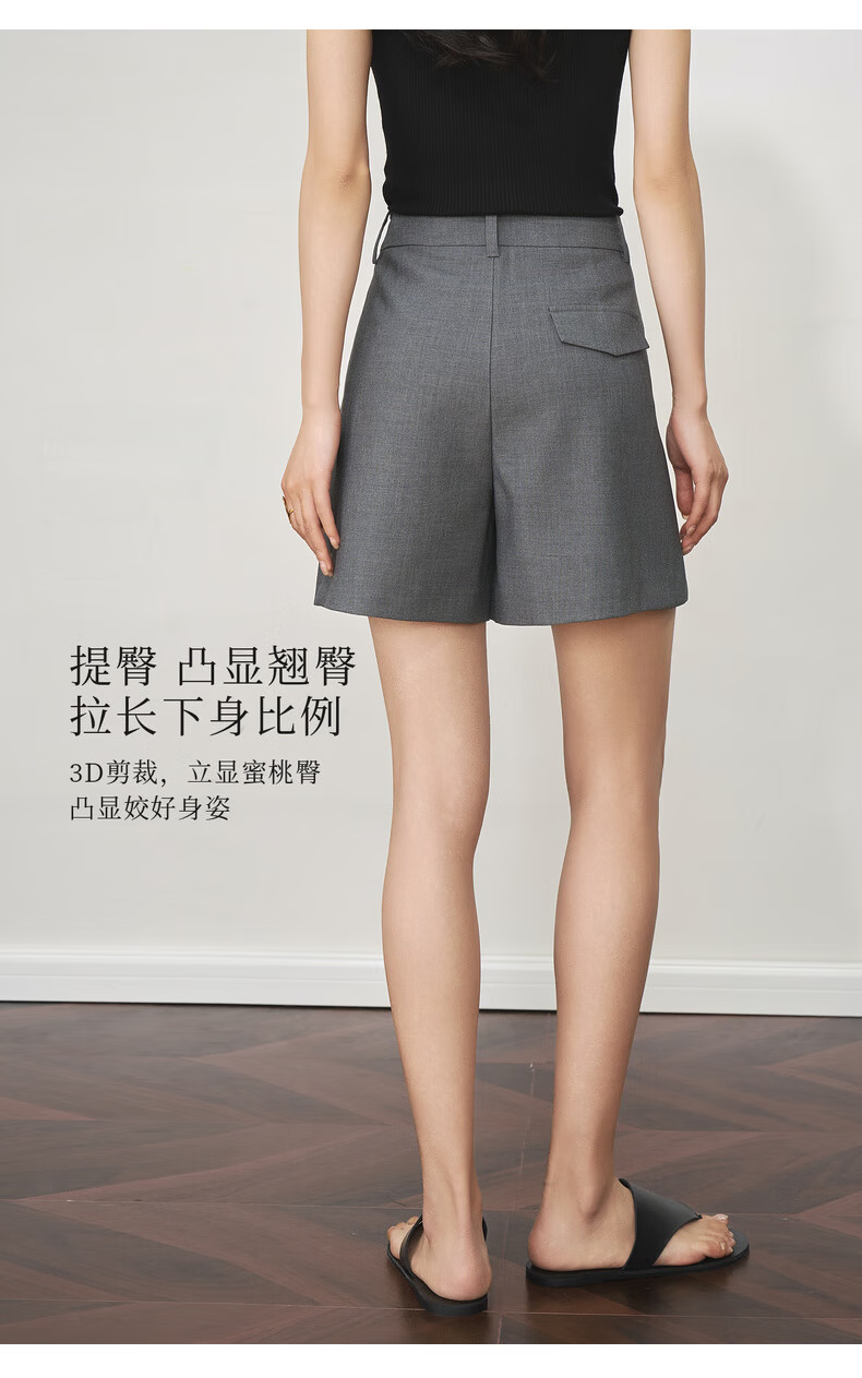 Olrain Eurielle Gray Blazer Shorts Women's Summer High Waist Korean Style Petite Hot Wind Pants Gray XL 9