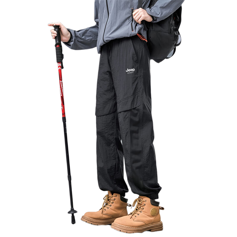 JEEP Men's Tactical Pants, Spring Outdoor Waterproof Windproof Casual Trousers, Loose-Fitting Breathable Hiking Pants, Army Green, 3XL