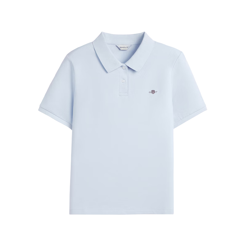GANT Outstanding Polo Spring Summer Women's Cotton Short Sleeve Polo Shirt with Lapel Collar 451-Fresh Blue XL