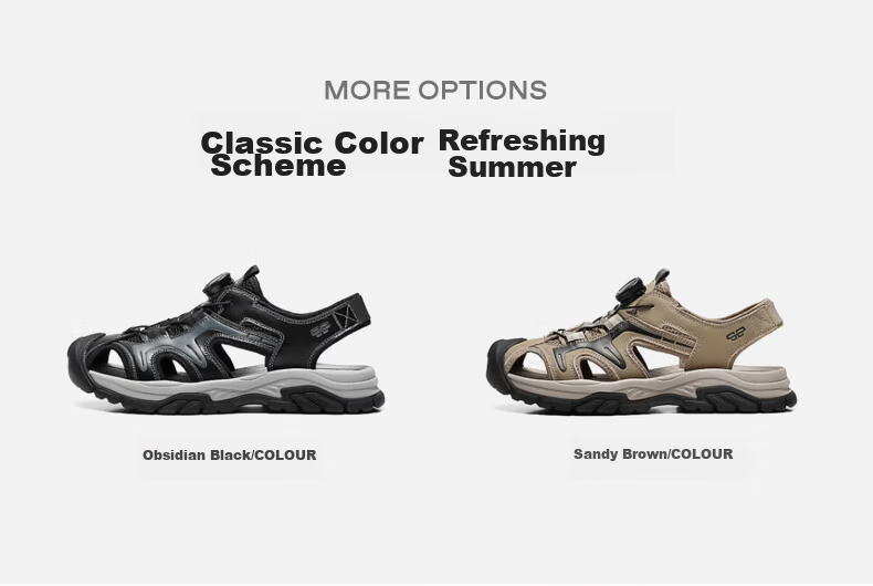 Belle Hollow Breathable Casual Sandals for Men, Summer New Rotary Buckle Outdoor Beach Shoes A2396BL6, Obsidian Black, Size 43 4