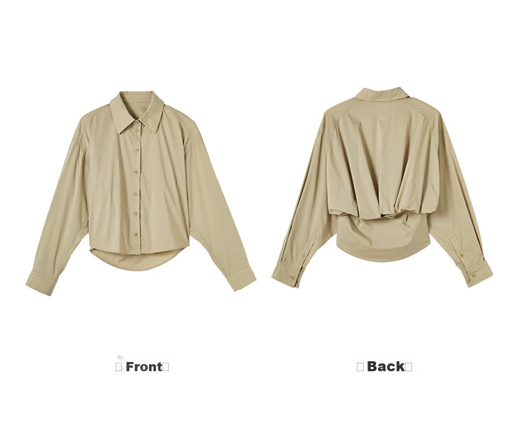 Mt Korean Style Relaxed Fit Autumn Waist-Defined Batwing Sleeve Shirt 10