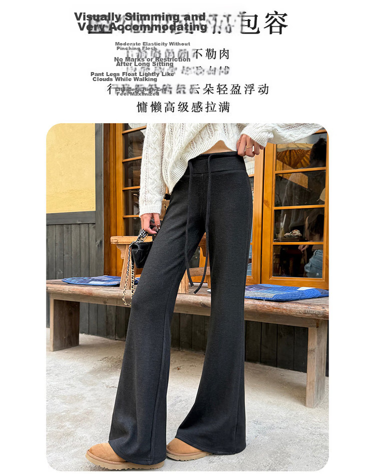 Demana Women's Wool Blend Pear-Shaped Flared Pants Wool Casual Trousers Slim Fit Spring Autumn 5