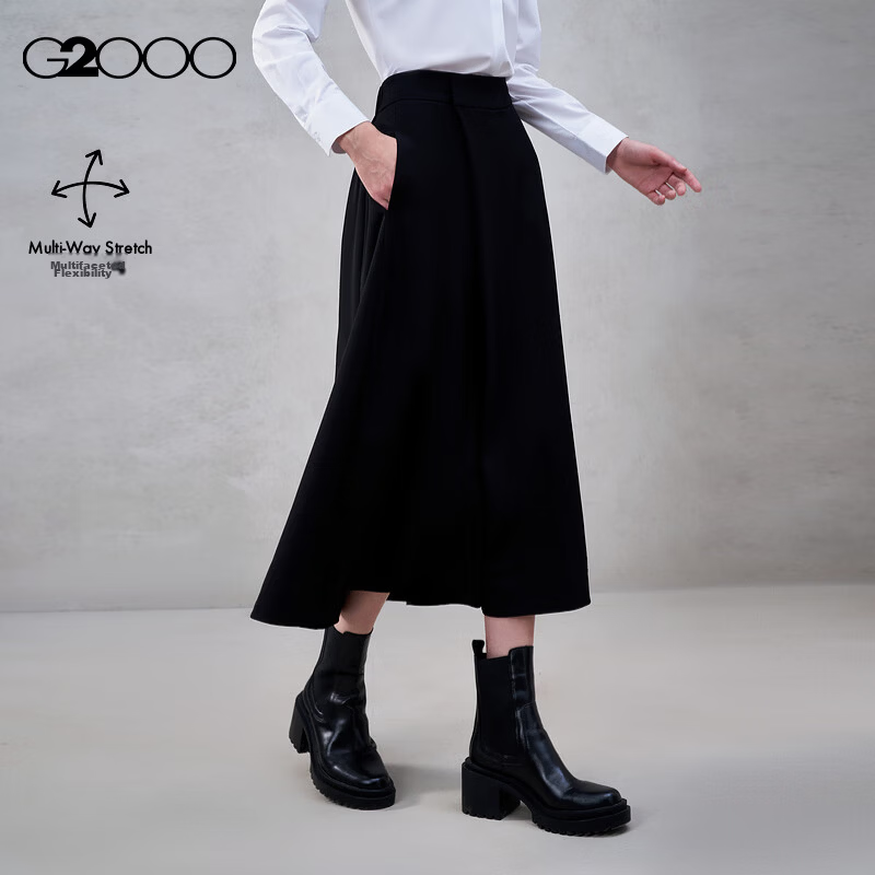 G2000 Women's High-Waist Versatile Casual Skirt-Pants with Multi-Directional Stretch, Spring-Summer Mall Edition