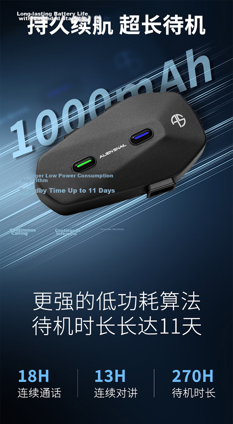Alien Snail New ET-003 Motorcycle Helmet Bluetooth Headset Riding Helmet Dual Intercom Smart Noise Reduction Long Battery Life 6
