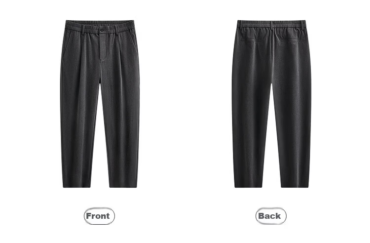Dancing with Wolves [Drapey Breathable] Sweat-Absorbing Skin-Friendly Elastic Waist Nine-Point Pants Men's Commuter Versatile Slim Trousers 015 Dark Gray S 8