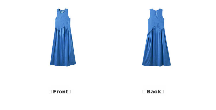 MT Light Oxygen Variations Summer Urban Elegant Round Neck Pleated Splicing Straight Sleeveless Long Dress for Women 18