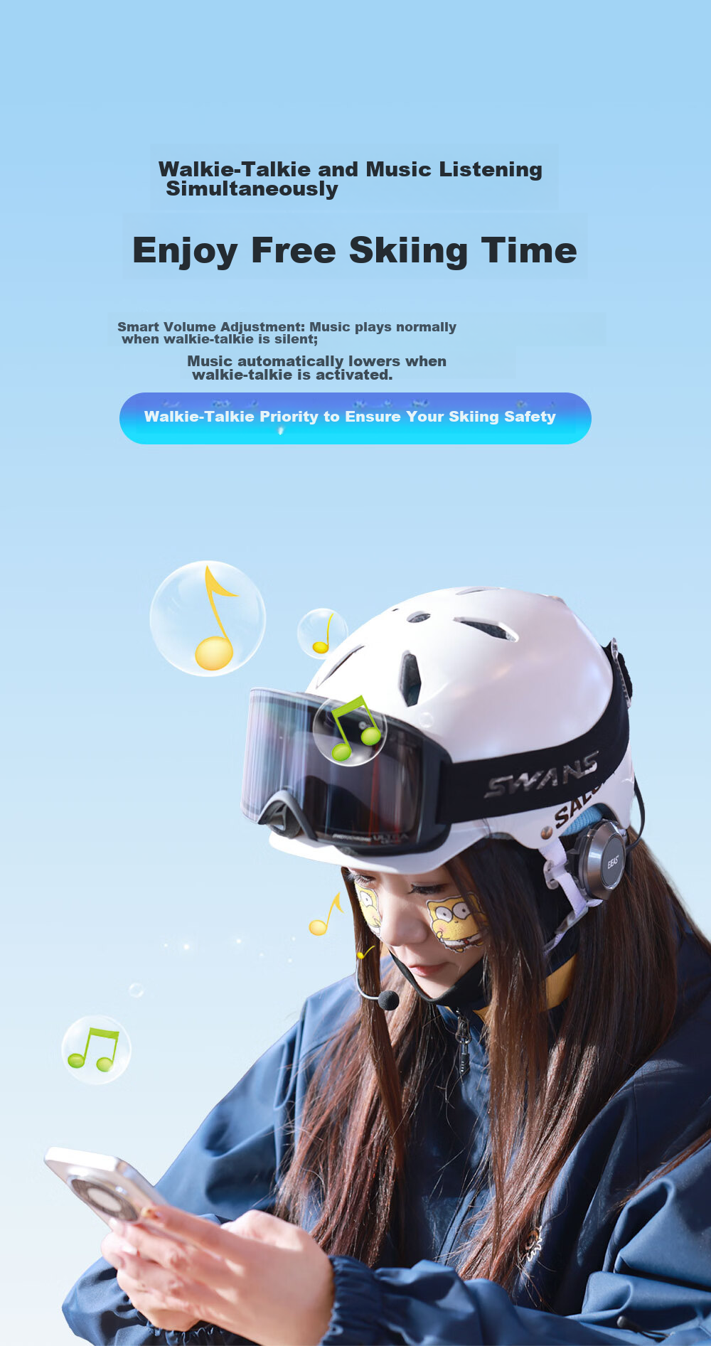 EJEAS S2 Low Temperature Edition Ski Walkie Talkie Mesh Helmet Bluetooth Headset Card-Free Multi-Person Real-Time Intercom 7