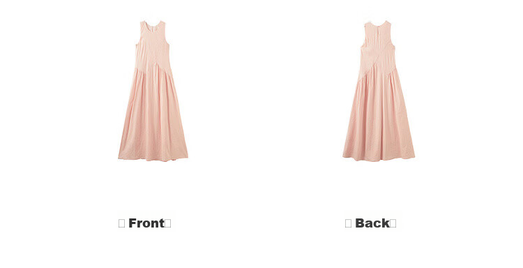 MT Light Oxygen Variations Summer Urban Elegant Round Neck Pleated Splicing Straight Sleeveless Long Dress for Women 12
