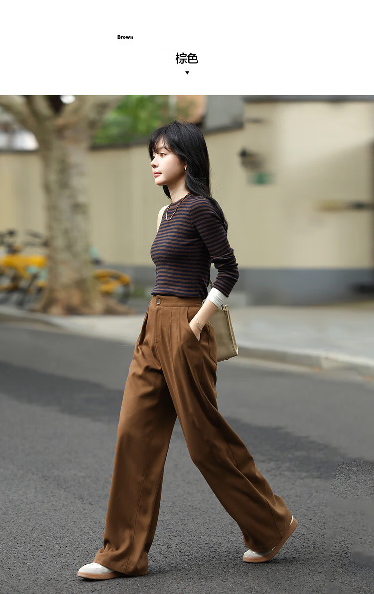MT Relaxed Home Pants Autumn Japanese Style Commuter Pleated Wide-Leg Loose Fit Women's Casual Trousers 8
