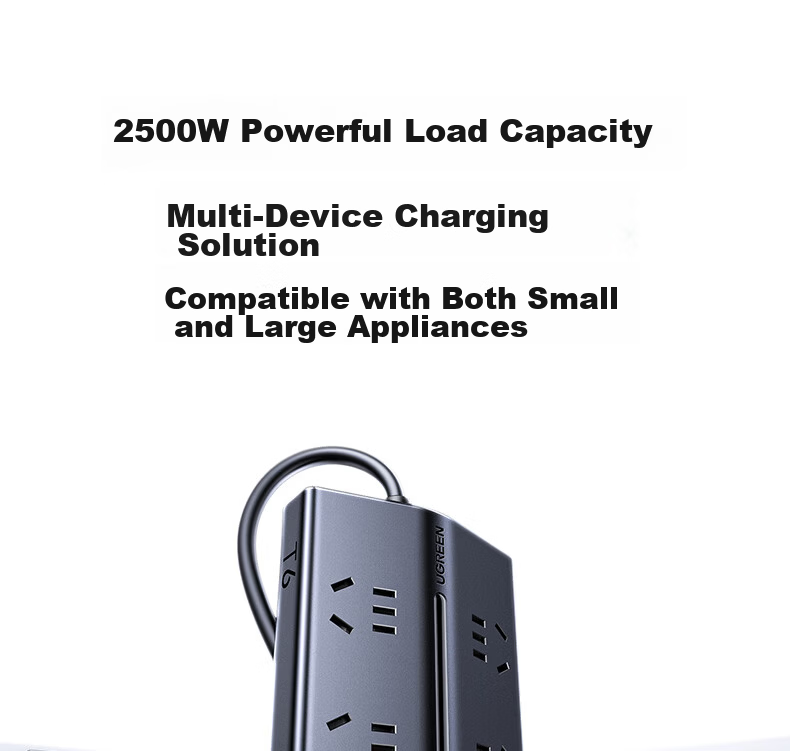 UGREEN T8 Power Strip with USB Socket, 30W GaN Fast Charging Power Board/multifunctional Dorm Desk Charging Station/trapezoid Power Strip 1.5-Meter Extension Cord/applicable for Apple 18 25