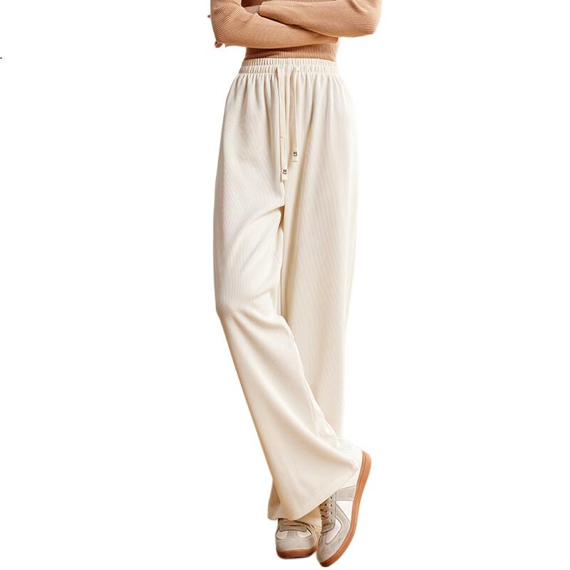 Halo Queen Women's Casual Pants, Spring And Autumn Drawstring Loose Wide-Leg Trousers, Fashionable Slimming Straight-Leg Pants H13QK5970
