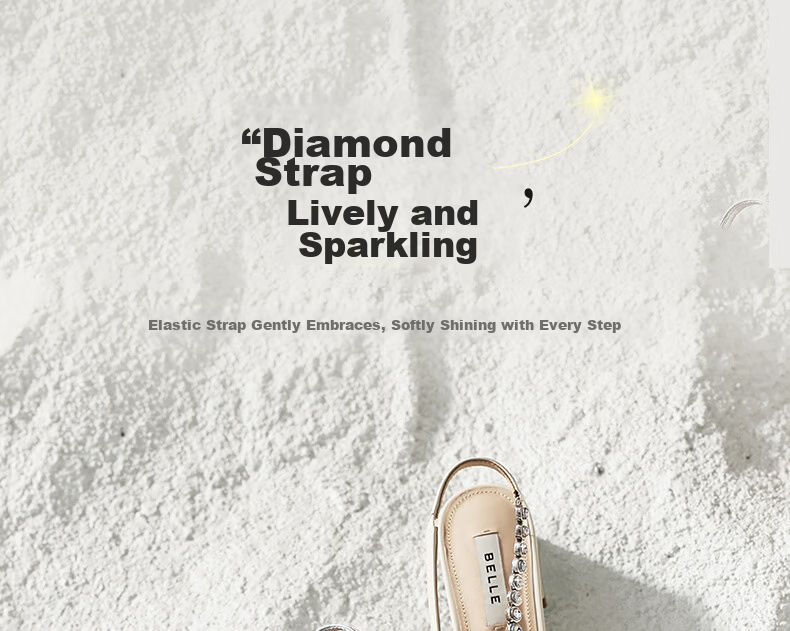 Belle Luminous Star Diamond French Style High Heels Women Summer 2026 New Beaded Pointed Toe Sandals JD041BH6 Silver Chunky Heel Size 39 6