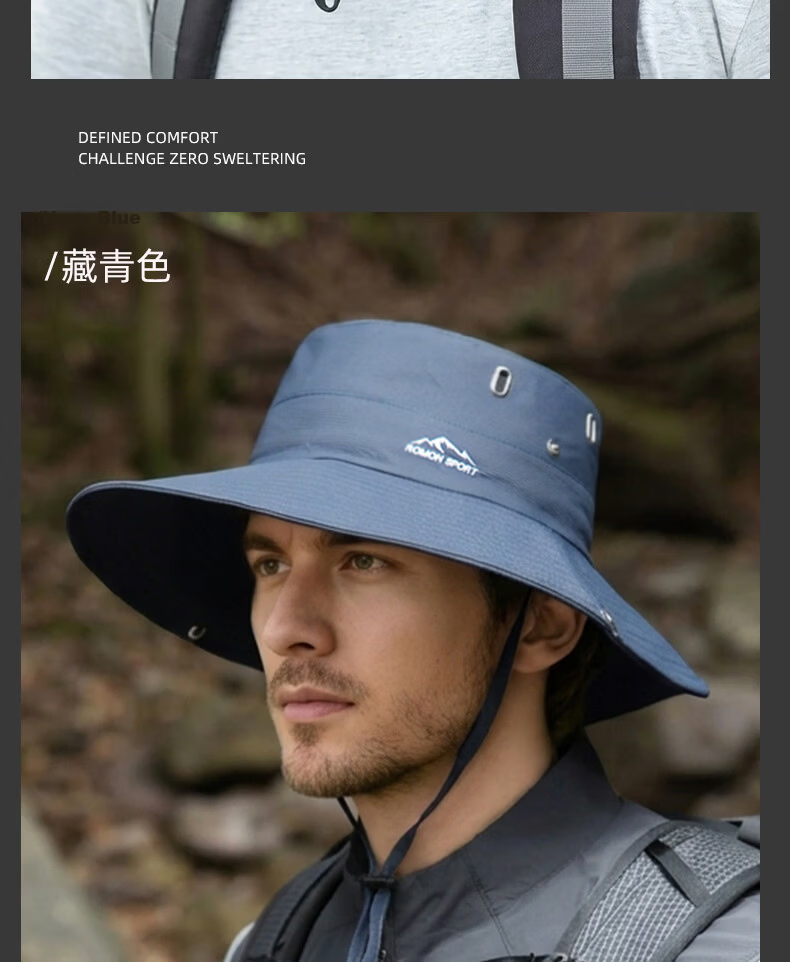 Romon Men's Fisherman Sun Protection Hat Summer Outdoor Breathable Sunshade Cap for Mountaineering Fishing Hiking UV Protection Wide Brim 20