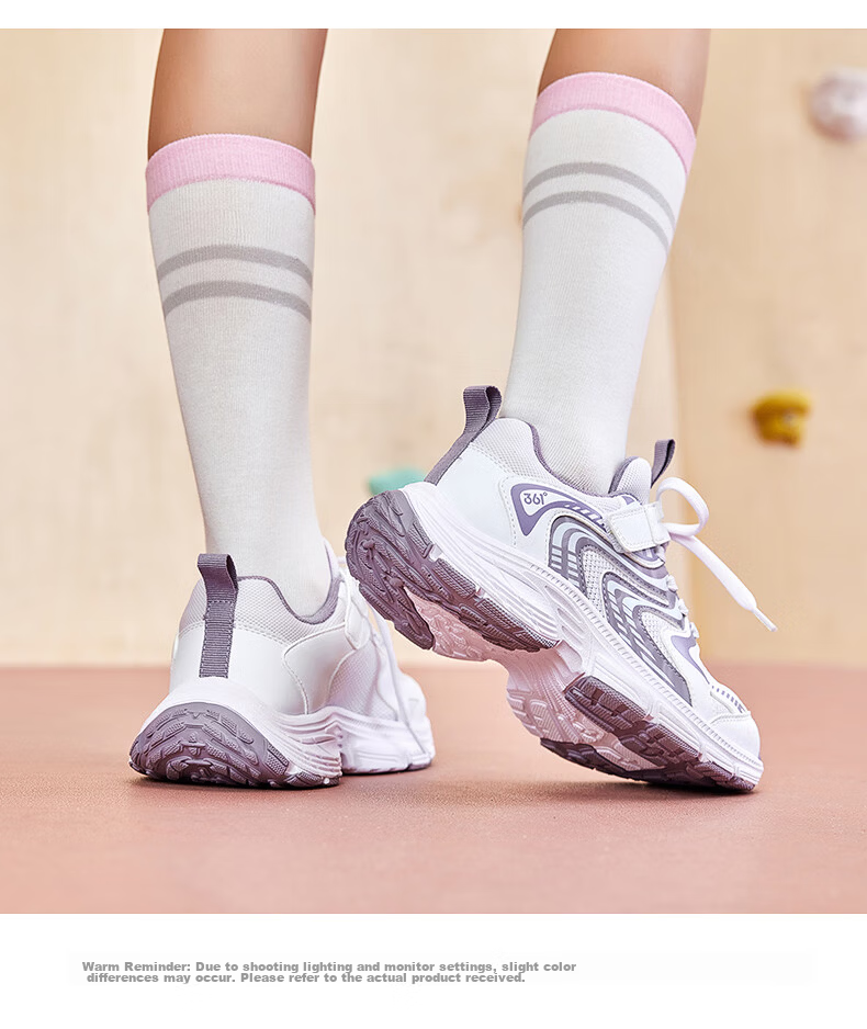 361° Kids Girls' Sports Shoes 2025 Autumn Millennium Style Cushioned High-Elastic Spliced Retro Casual Shoes Purple Size 37 16