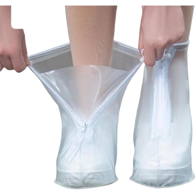 BWNK Waterproof Shoe Covers, Rain Boots Covers, Thickened Shoe Covers, Portable Non-Slip Wear-Resistant Rain Boots, White, XXL Size