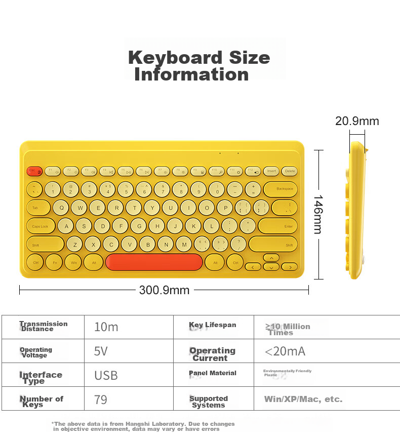 BOW Hangshi K-610 Wireless Keyboard with Round Keycaps, Laptop Office Cute Small Keyboard for Women, 79 Keys, White 7
