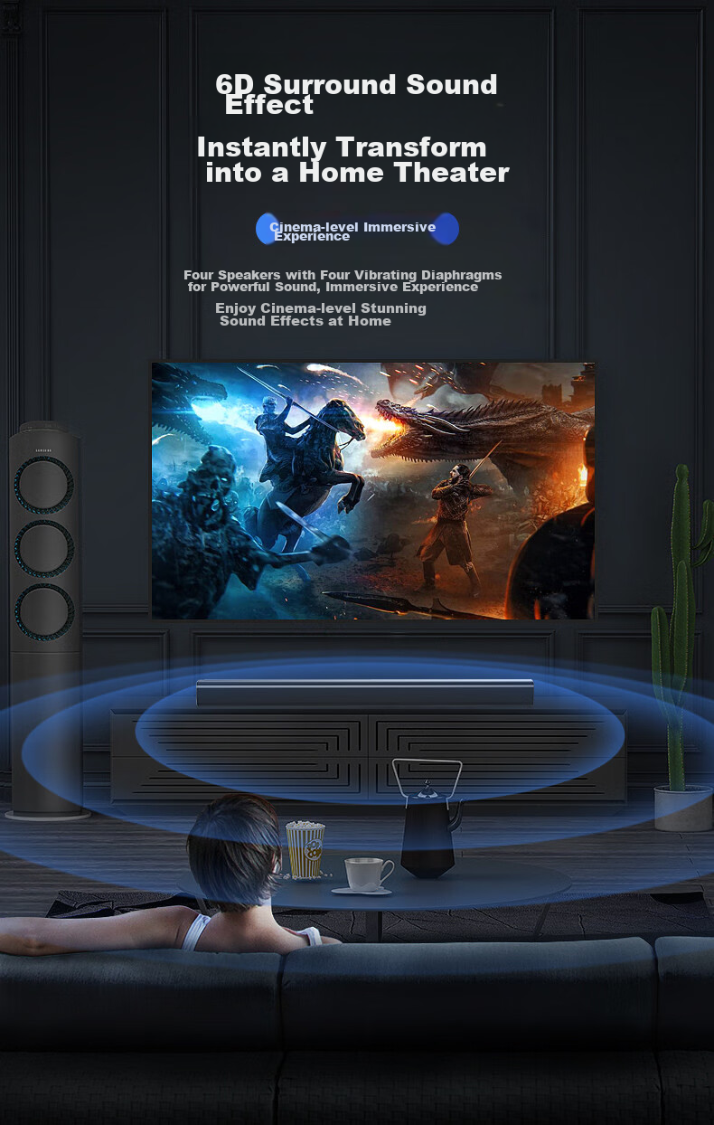Newmine U5PLUS TV Soundbar, Home Theater System, Living Room Wireless Bluetooth Speaker, Subwoofer, Surround Soundbar, Computer Speakers, PS5 Compatible 3