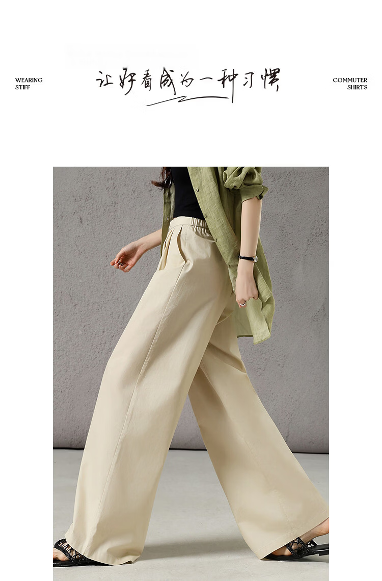 Demana [100% Cotton] Spring Smart Casual Pleated Wide-Leg Slimming Structured Pants for Women Premium Feel 10