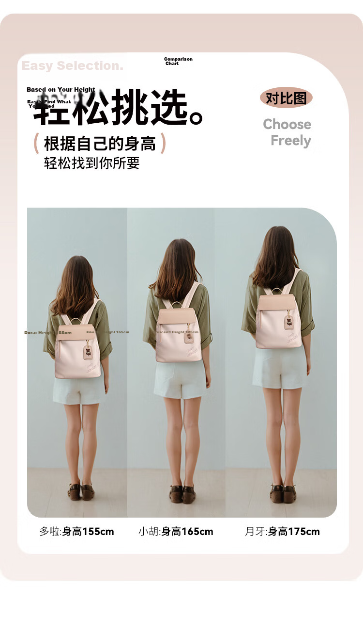 POLO Women's Casual Lightweight Backpack Small Bag iPad Laptop Bag Fashion Commuter Travel Student School Backpack 17