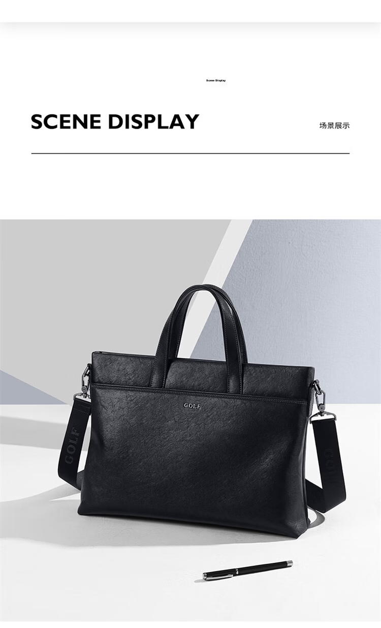 GOLF Business Briefcase Men's Soft Leather 14/16 Inch Laptop Bag Shoulder Crossbody Office Document Bag 13