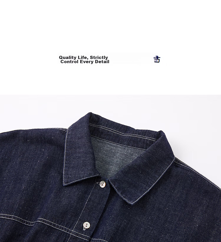 Demana [Cloud Denim] Spring Urban Commuter Style Cloud Oxygen Cotton Belted Sleeve-Slit Petite Women's Dress 11