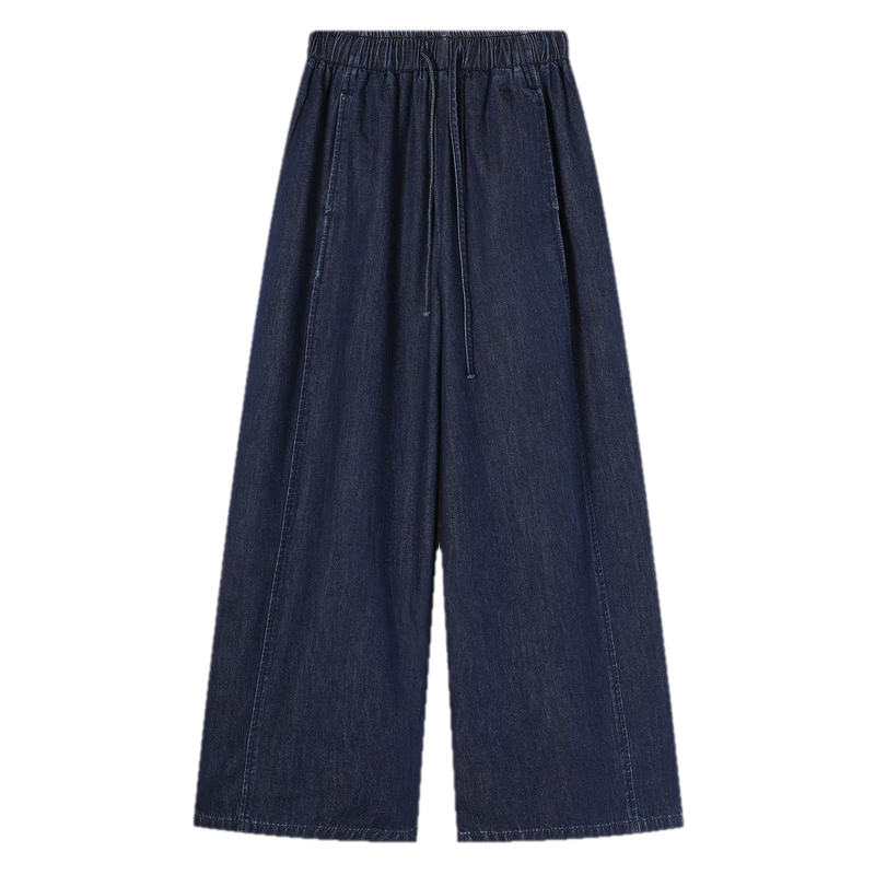 TonLion 2026 Spring Wide-Leg Women's Denim Pants Dark Blue M