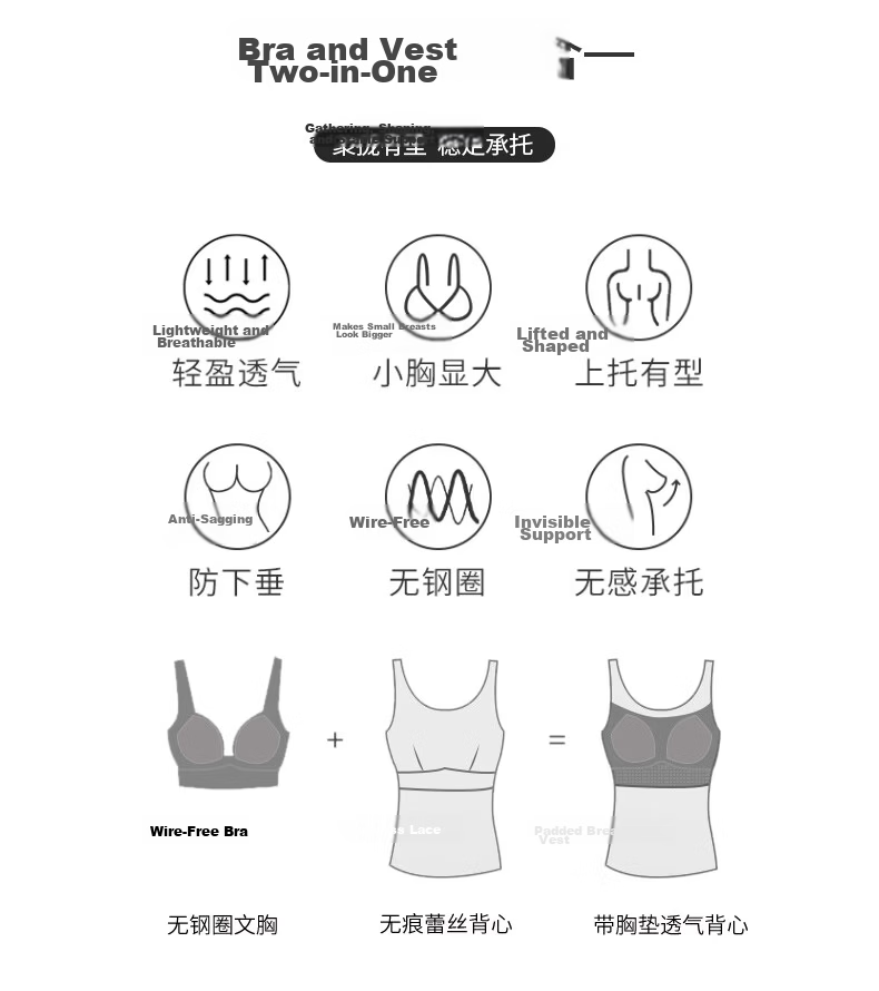 GUJIN Women's Summer Strap Vest, Seamless Back, Built-in Chest Pad, White Base Tube Top 2