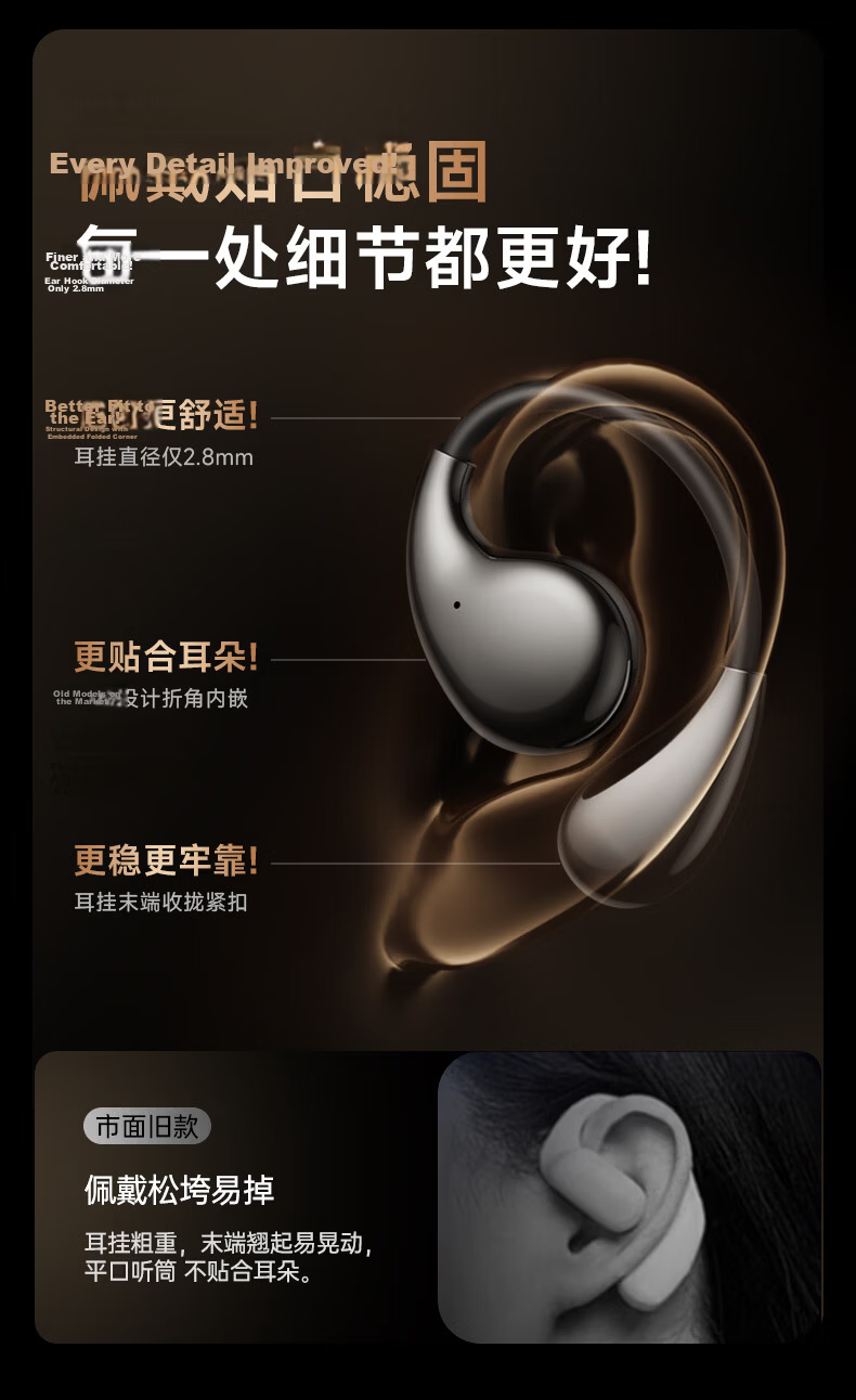 GFFOCUS 2026 Latest Bone Conduction Bluetooth Earphones, Digital Battery Display, Open-Ear Wireless Sports Running Headset, Non-In-Ear, Noise Reduction, Long Battery Life 18