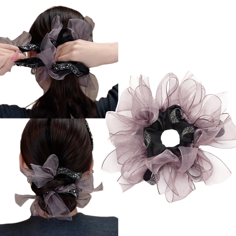Dongyi Premium Mesh Large Hair Tie for Women High-End Stylish Hairband Gift Elegant Bun Hair Accessory