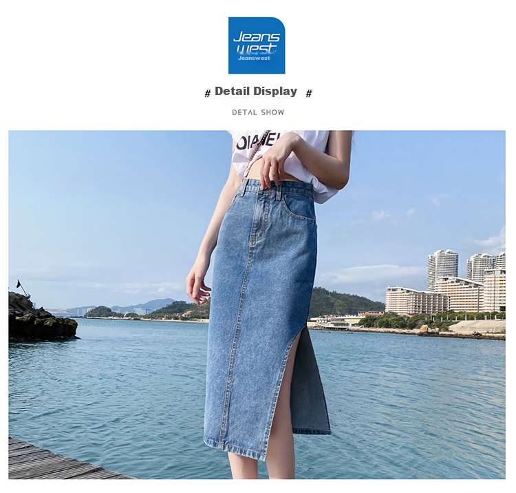 Jeanswest Women's High-Waist Denim Shorts Skirt Summer Slimming A-Line Petite Skirt Light Blue XL 6