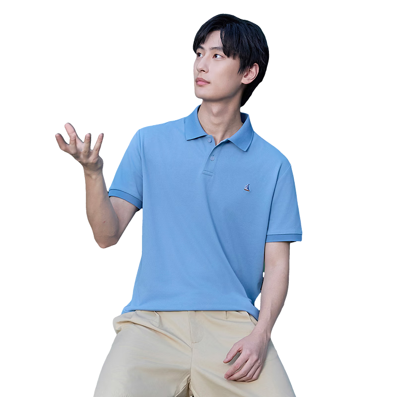 Hongdou Sailing Ice Cream Men's Moisture-Wicking Quick-Dry Sailing Embroidered Cool Short Sleeve Polo Shirt