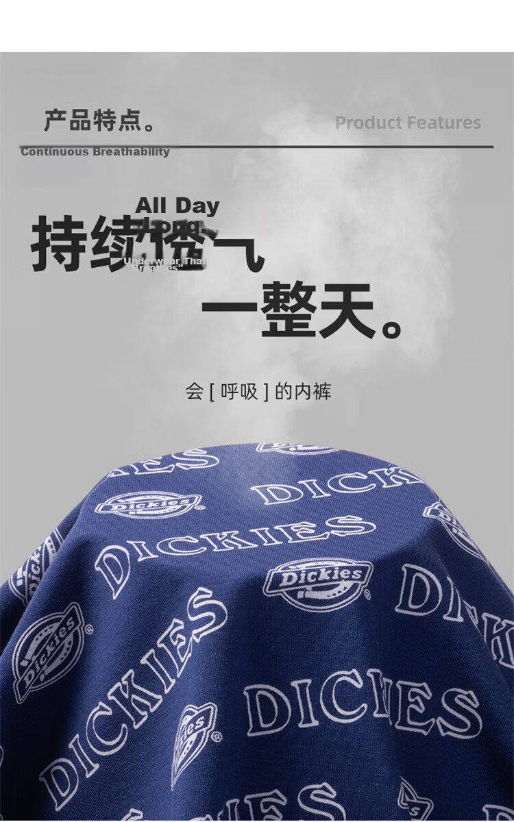 Dickies Men's New High-End Ice Silk Modal Boxer Briefs Antibacterial Large Size Sports Breathable Shorts 12