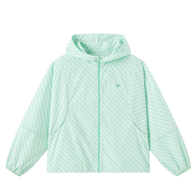 PurCotton Women's Woven Printed Sun Protection Hooded Jacket Loose Fit Raglan Sleeve Design Comfortable and Breathable