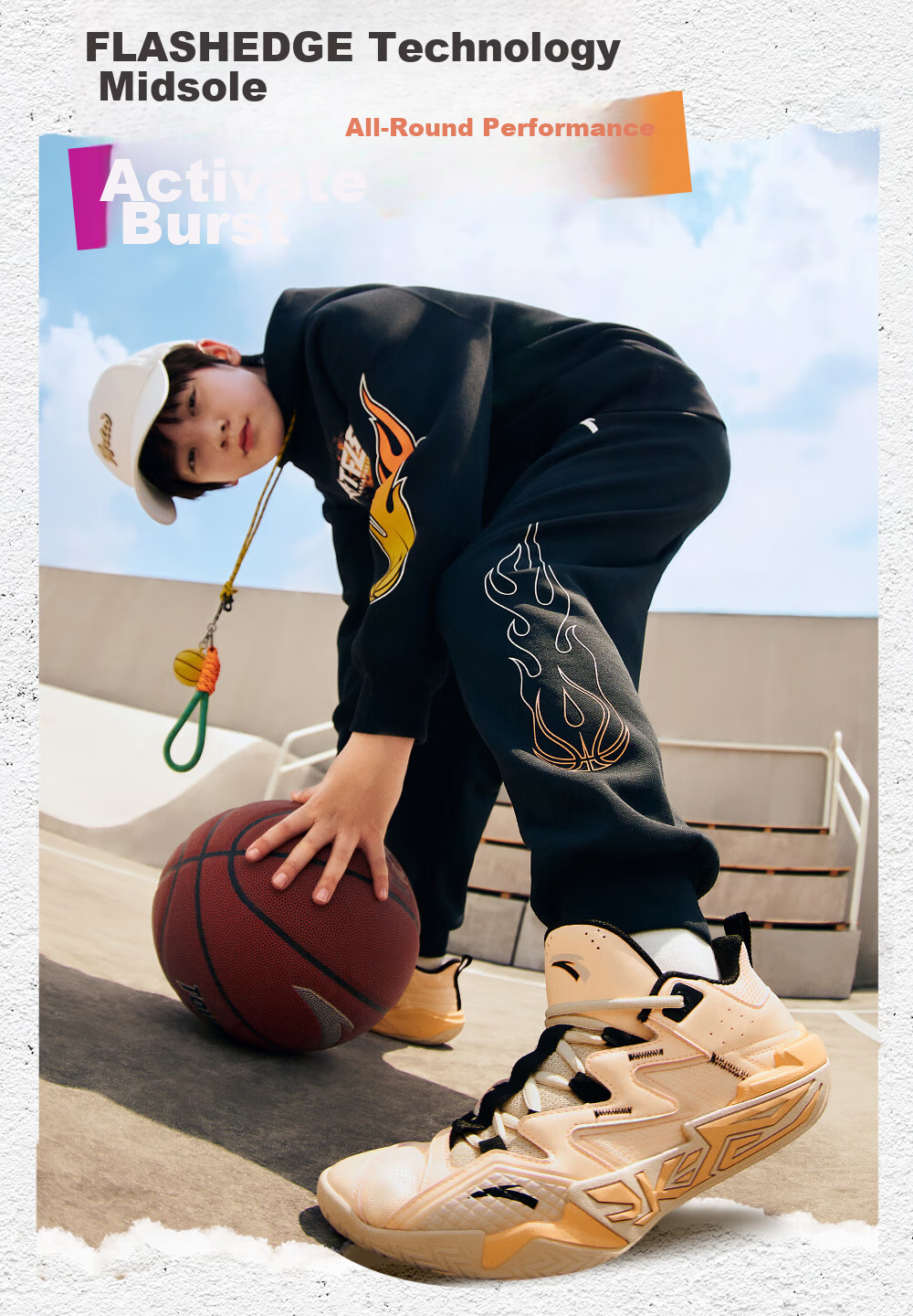 Anta Kids Sports Shoes Boys Big Children Youth 6-12 Years Professional Durable Cement Basketball Shoes A12541103H 17