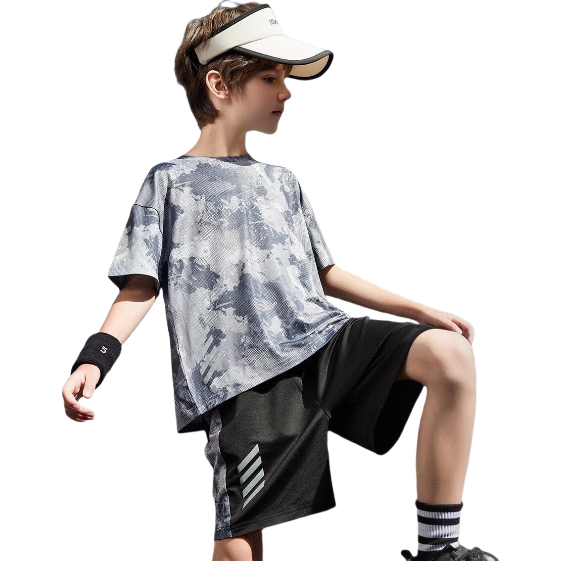 ASK JUNIOR Children's Clothing Set, Boys' Summer Thin Breathable Short-Sleeve T-Shirt And Shorts, Sports Running Two-Piece Set, Tennis Outfit