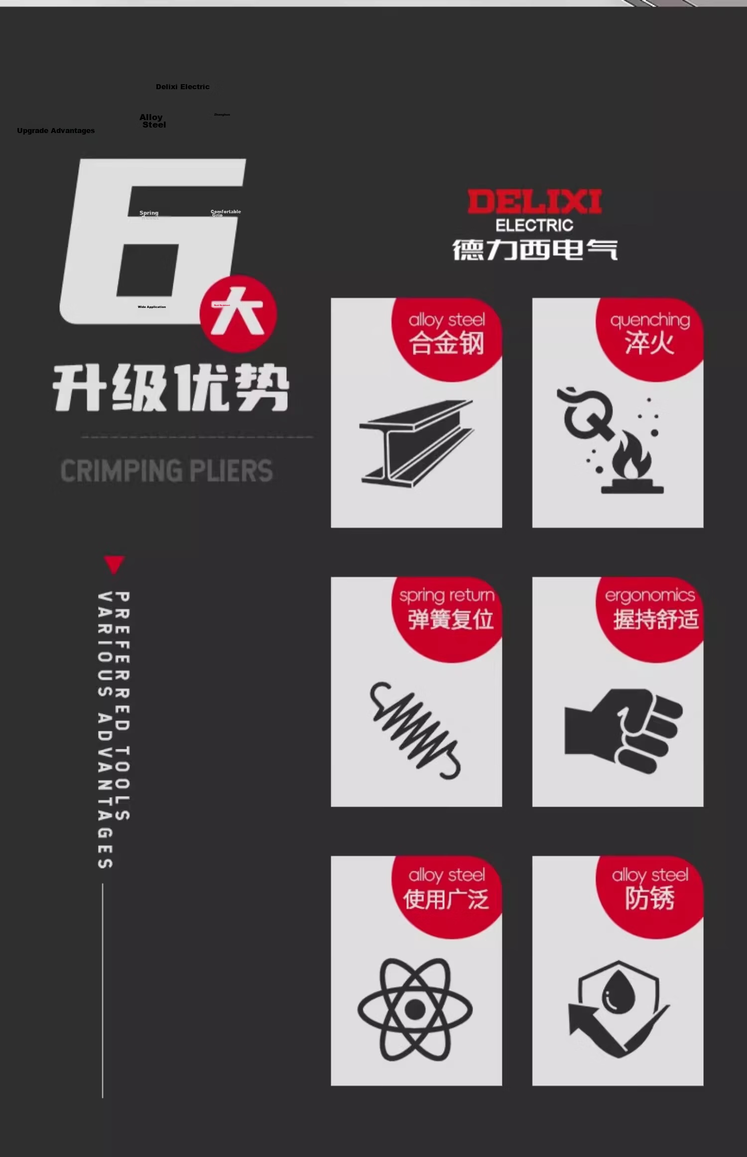Delixi Terminal Wire Crimping Pliers Tube Pin Cold Press Crimping Pliers Wire Clamp Electrician Special Pliers 3