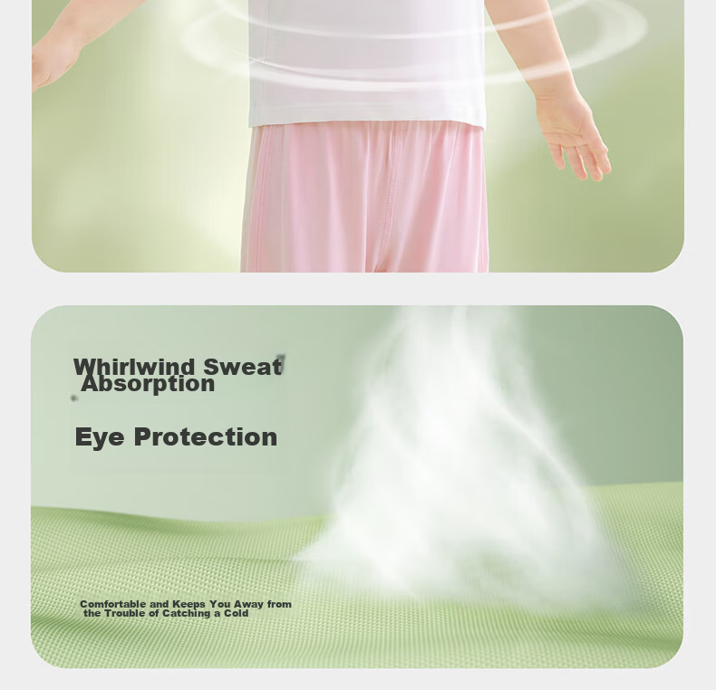 Babycare Children's Natural Cool Short Sleeve Long Pants Summer Baby Homewear Set Sea Breeze Blue 90 5