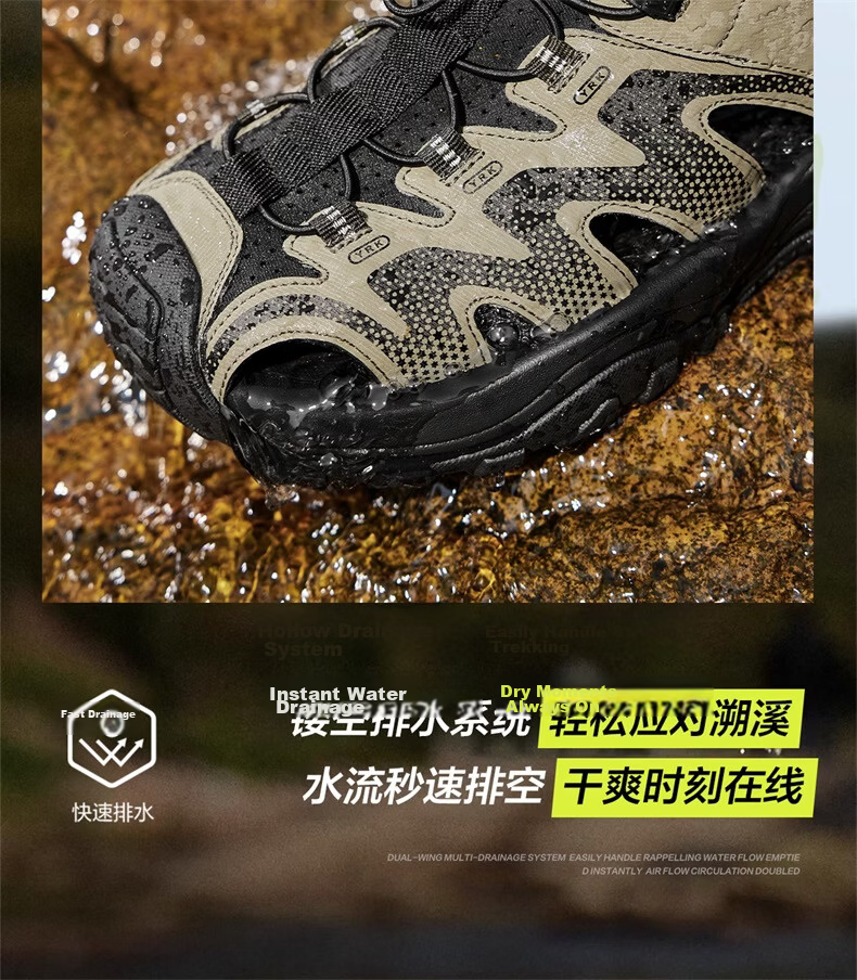 Eierkang Men's Outdoor Casual Breathable Hiking Water Shoes Closed-Toe Sandals 61866W Black Size 42 6