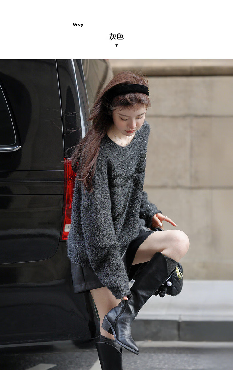 MT Wish Gift Autumn Sweet Style Bowknot Sequin Soft Loose Knit Sweater Women Top 9