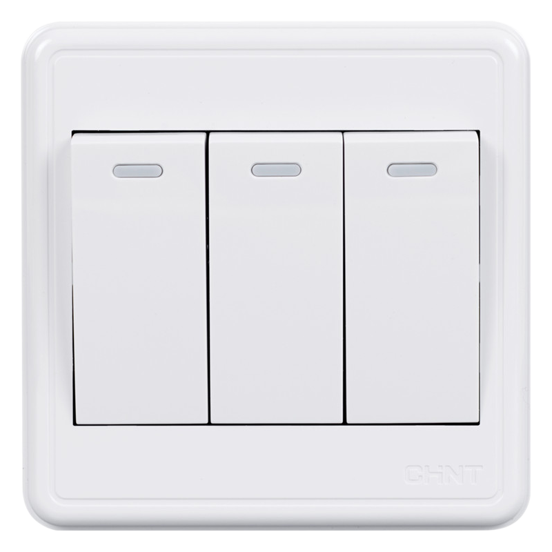 CHNT Surface-Mounted Switch Socket Panel, 1C Series, Three-Gang Single Control
