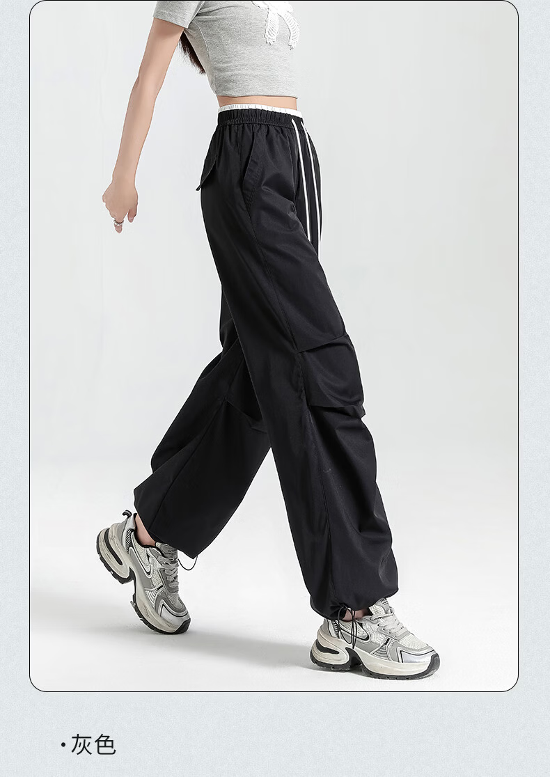 Borui Women's Summer Lightweight Ice-Feel American Work Pants Cool Paratrooper Outdoor Workwear Casual Straight-Leg Wide-Leg Pants 15