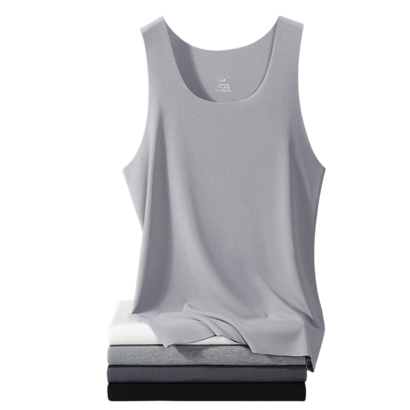 Langsha Men's Ice Silk Summer Thin Sports Vest Comfortable Breathable 3A Antibacterial Seamless V-Neck Sleeveless Undershirt